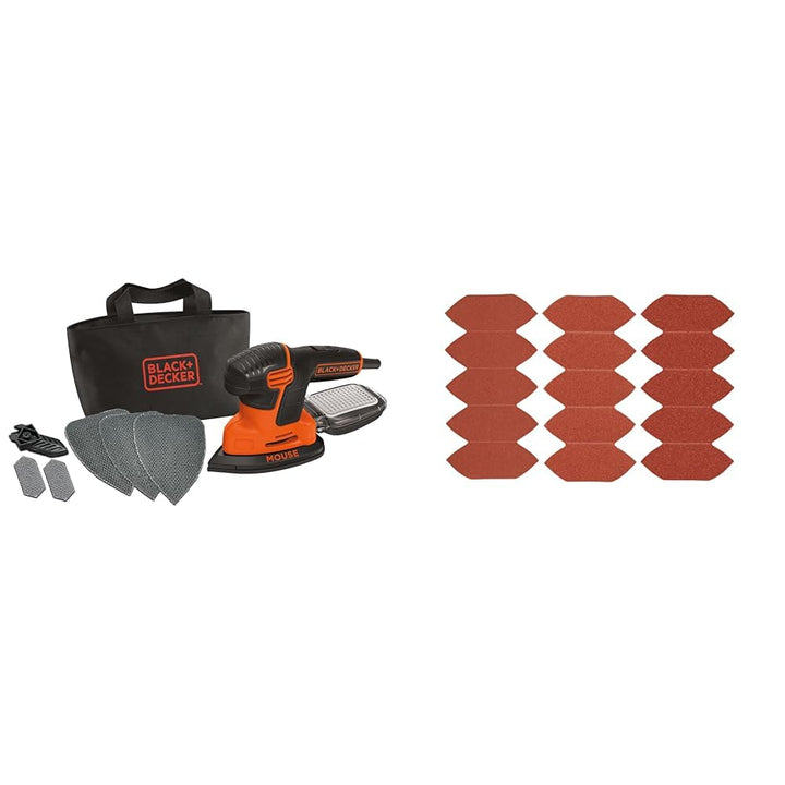 Black+Decker Dreieckschleifer Mouse KA2000– Kraftvolle Schleifmaschine mit Staubfangbehälter inkl. M
