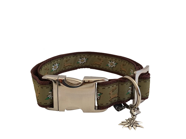 Jimmy und Katz Hundehalsband Hirsch grün 35-58cm x 2,5cm