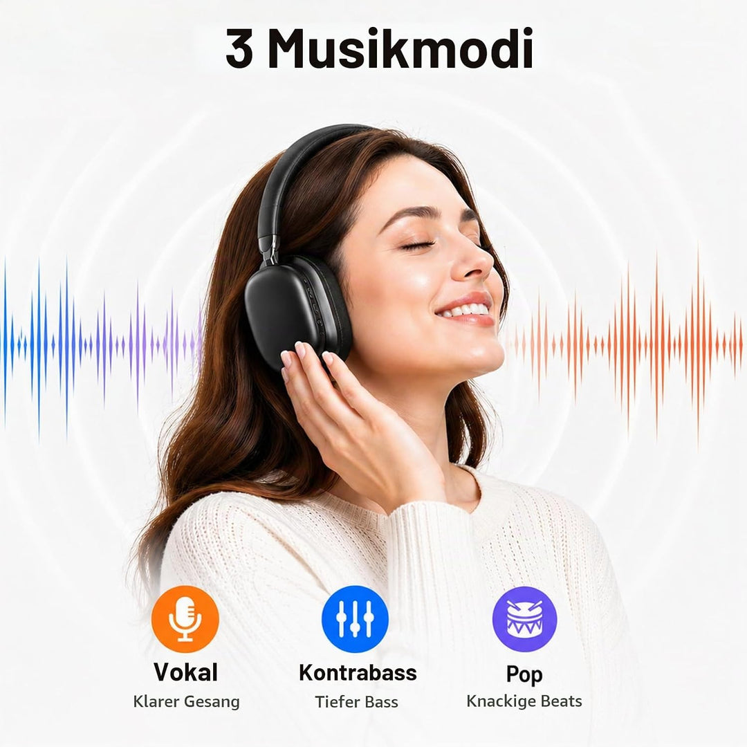 Over Ear Kopfhörer Bluetooth mit High-Resolution Audio, 100 Std. Akkulaufzeit, faltbare Bluetooth 5.