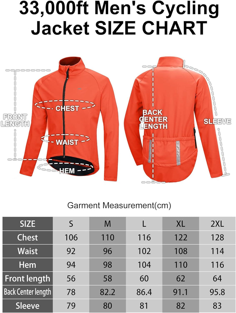 33,000ft Fahrradjacke Herren wasserdichte Laufjacke Atmungsaktive Leicht Radjacke Wandern Radsport-J