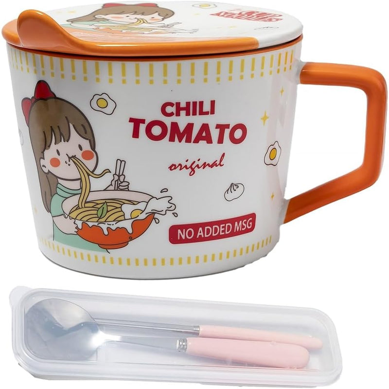 lachineuse - Instant-Nudel-Schale – japanische Ramen-Schale & chinesische Nudeln mit Besteck & Decke