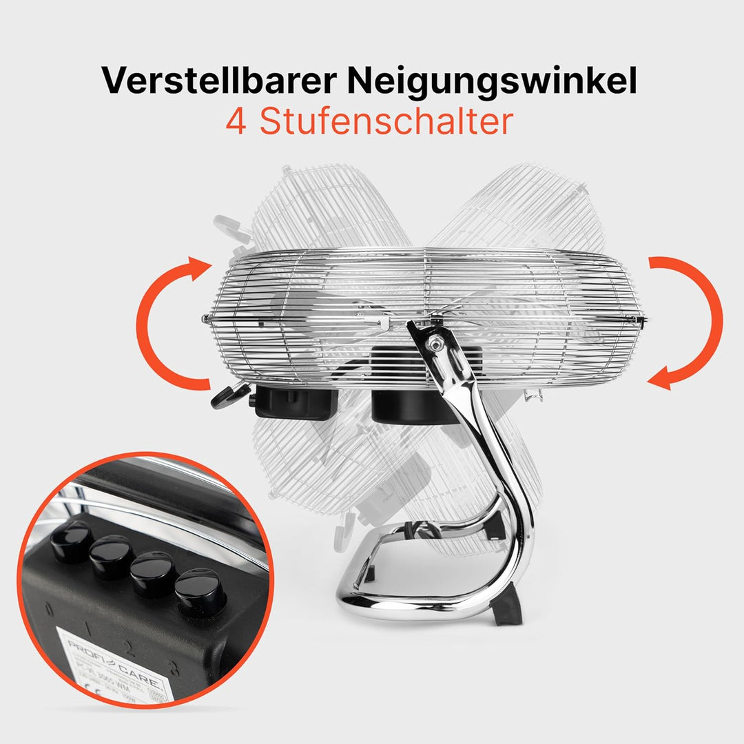 ProfiCare® XL Windmaschine mit 45 cm Ø | Ventilator verstellbarer Winkel | Bodenventilator 3 Stufen