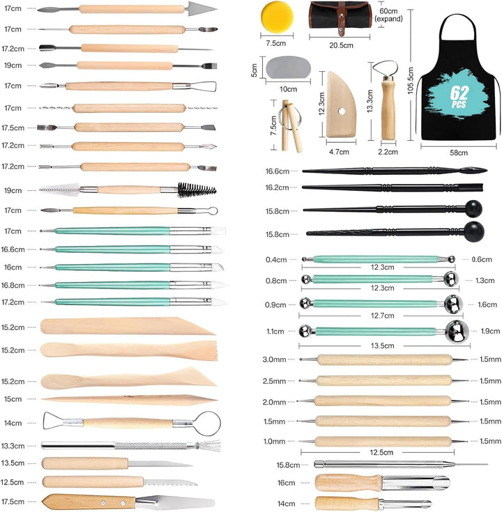 Modellierwerkzeug,62 Stück Ton Werkzeug,Carving Tools Clay Keramik Sculpting Ton Werkzeug mit eine A