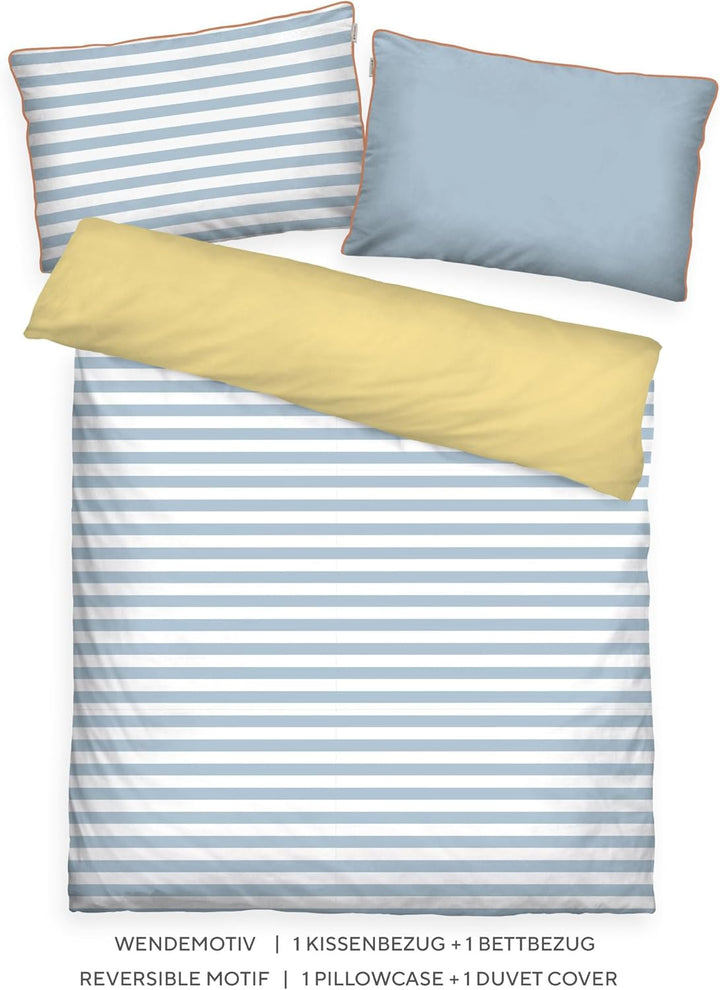 TOM TAILOR Melange-Bettwäsche Ky Blue & Light Lemon 40x60 cm + 100x135, Ky Blue & Light Lemon 40x60