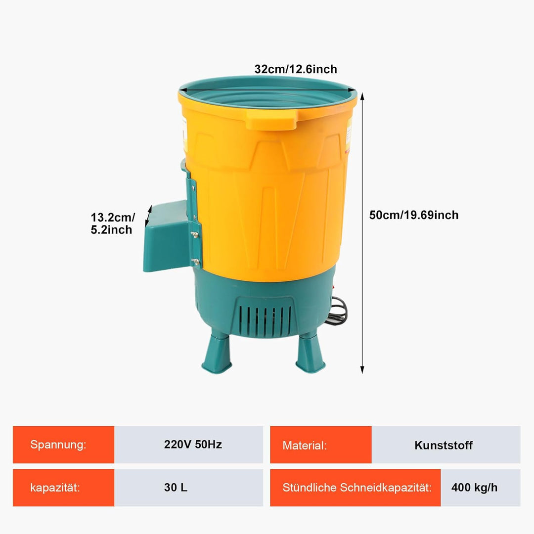 LALABU Gewerblicher Futterhäcksler, 550W 30L Gemüsehäcksler mit 400 kg/h Stündliche Schneidkapazität