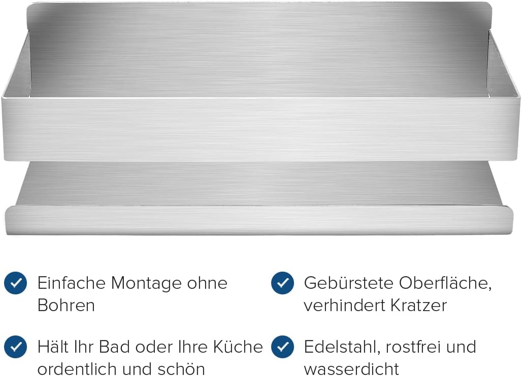 Joeji's Duschablage Edelstahl - 3M Selbstklebend Ohne Bohren - Duschregal Bad - Ablage Dusche Halter