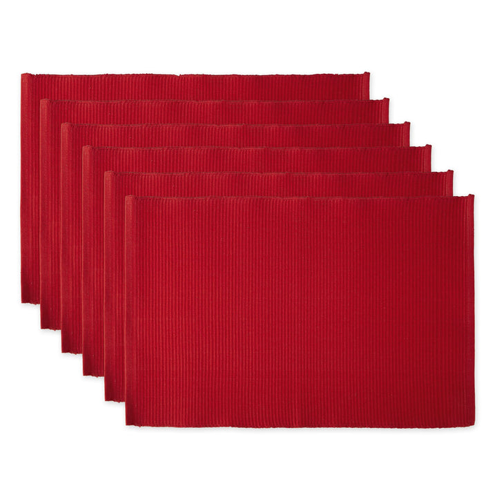 DII Basic Everyday Gerippte Tischset 100% Baumwolle Tischset 13x19 Tango Red 6-teilig Rot - Tango Re