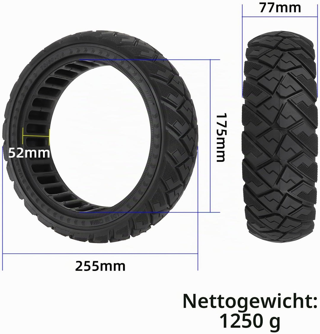 TREFAN 70/60-7,5 Vollreifen für Segway ZT3 Pro D,für Ninebot Max G3/G3 D Elektroroller 70/60-7.5 Off