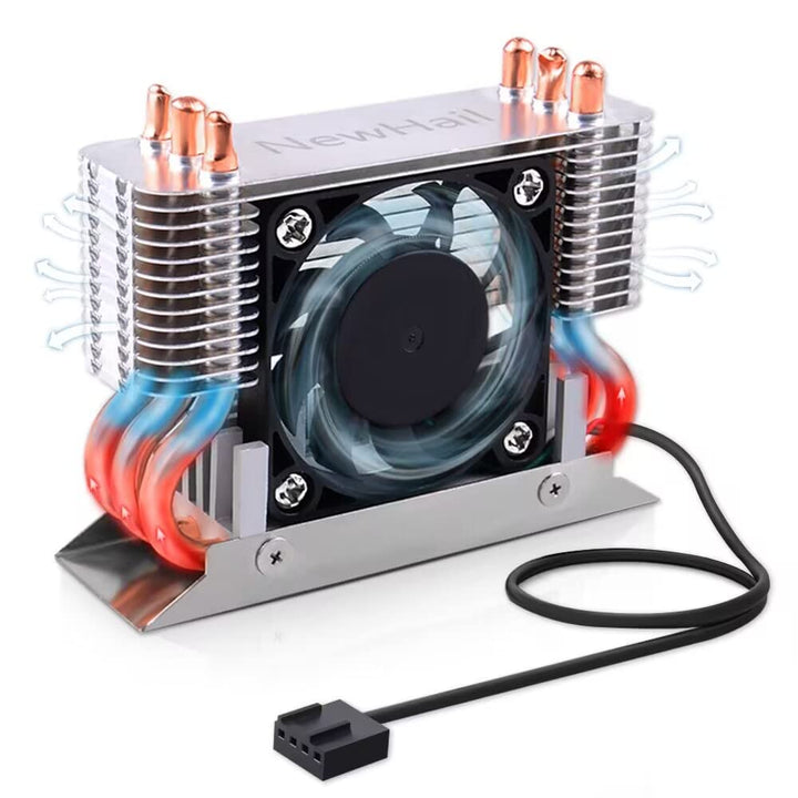 NewHail M.2 2280 SSD Kühler Kühlkörper mit 40mm PWM Lüfter, Kupfer Heat Pipes und Thermal Pad, SSD K