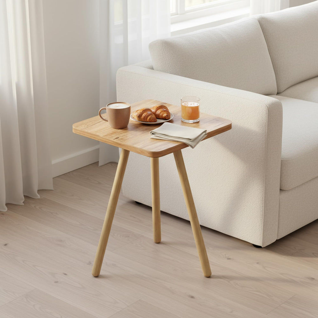 Beistelltisch Eiche 34x45 cm Holzbeine Sofatisch Couchtisch Nachttisch Skandinavisch Natur Oak Quadr