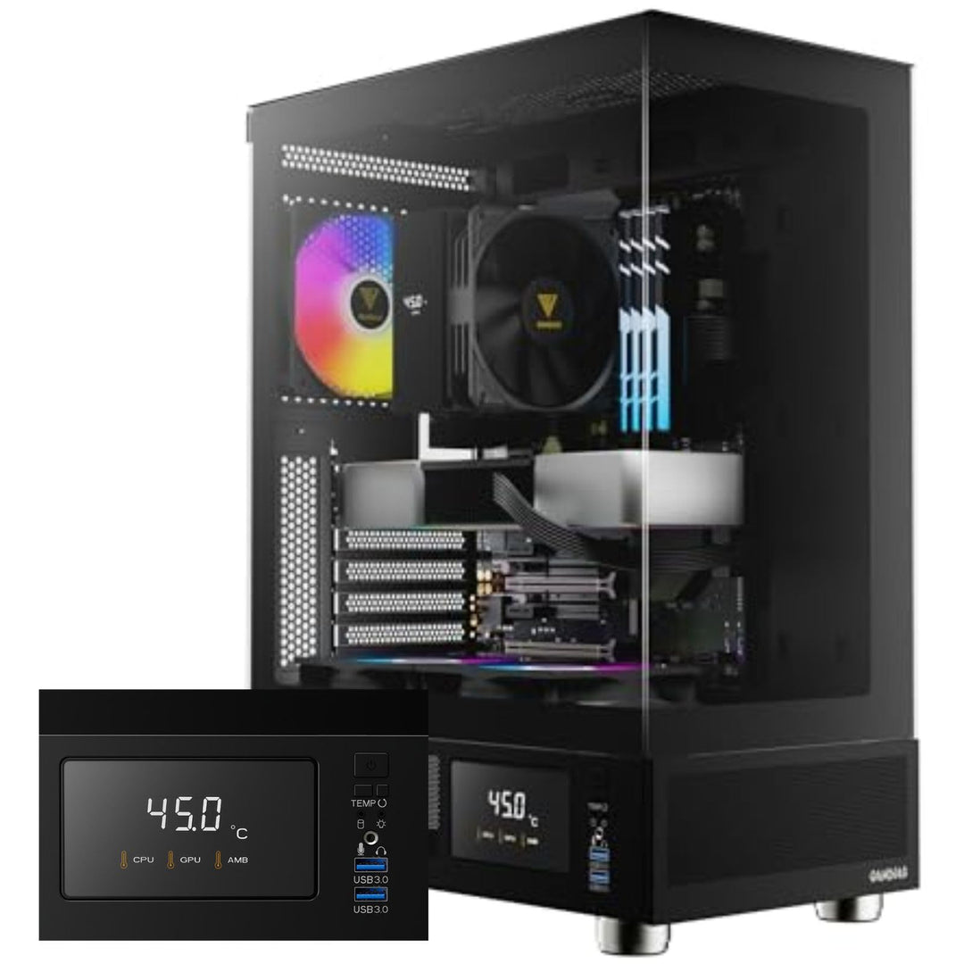 GAMDIAS Atlas E1 ATX Gaming Midi-Tower PC-Gehäuse,Echtzeit-Anzeige mit Software, Enthalten 3 x 120mm