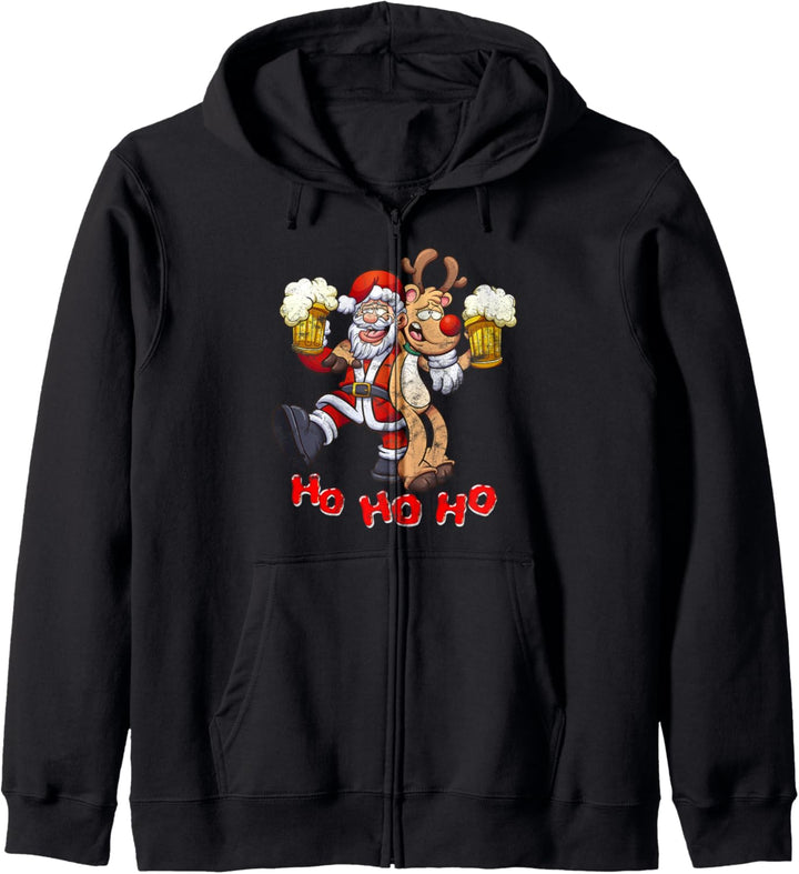 Betrunkener Weihnachtsmann mit Rudolf dem Rentier - Xmas Kapuzenjacke