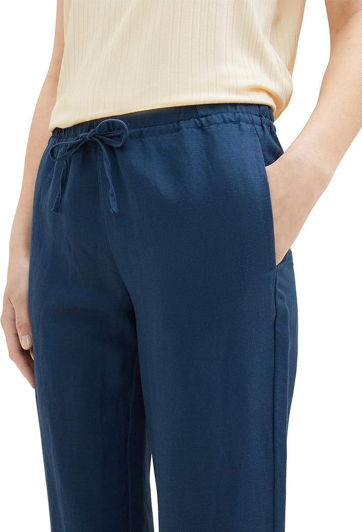 TOM TAILOR Damen Loose Fit Leinen Stoffhose 34W / 28L 11758 - Midnight Sail, 34W / 28L 11758 - Midni