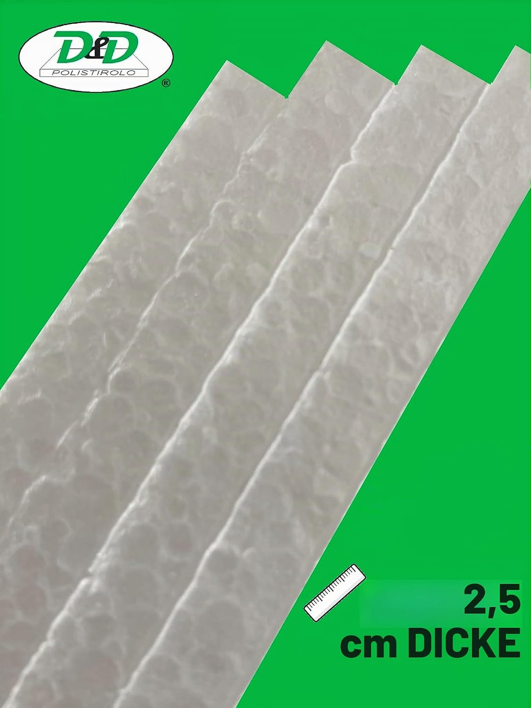 D. & D. Polistirolo® (4 Platten H 2,5 cm) 100 cm x 50 cm, Mehrzweck Styropor-Platten, EPS 80, 4 Plat