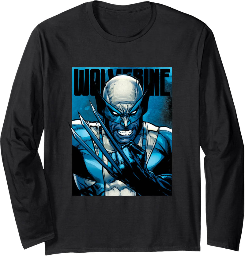 Marvel X-Men Wolverine Claws Close Up Blue Langarmshirt