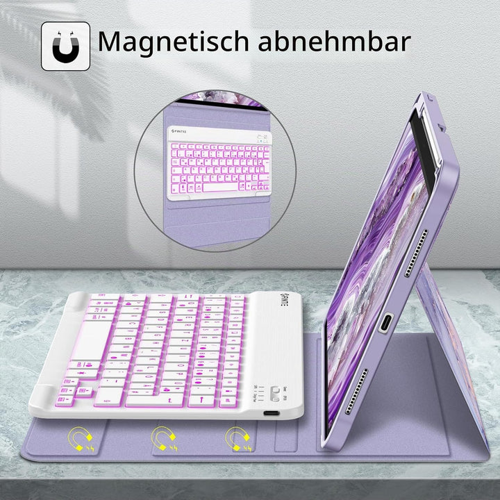 Fintie Tastatur Hülle für iPad 10. Generation 2022 (10.9 Zoll), Keyboard Case mit 7-farbig Beleuchte