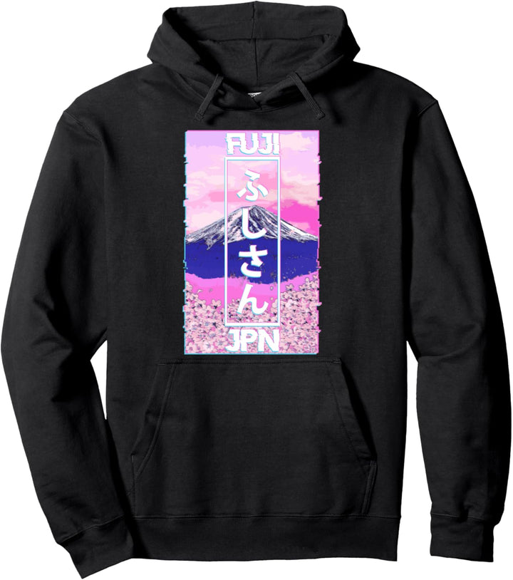 Berg Fuji Japan Glitch Kunst Vaporwave Otaku Japanische Fan Pullover Hoodie