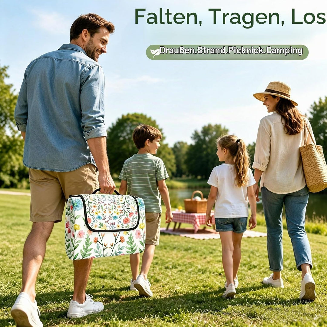 Picknickdecke 200x200 cm, Extra grosse Picknickmatte Wasserdicht Strandmatte Maschinenwaschbar Picni