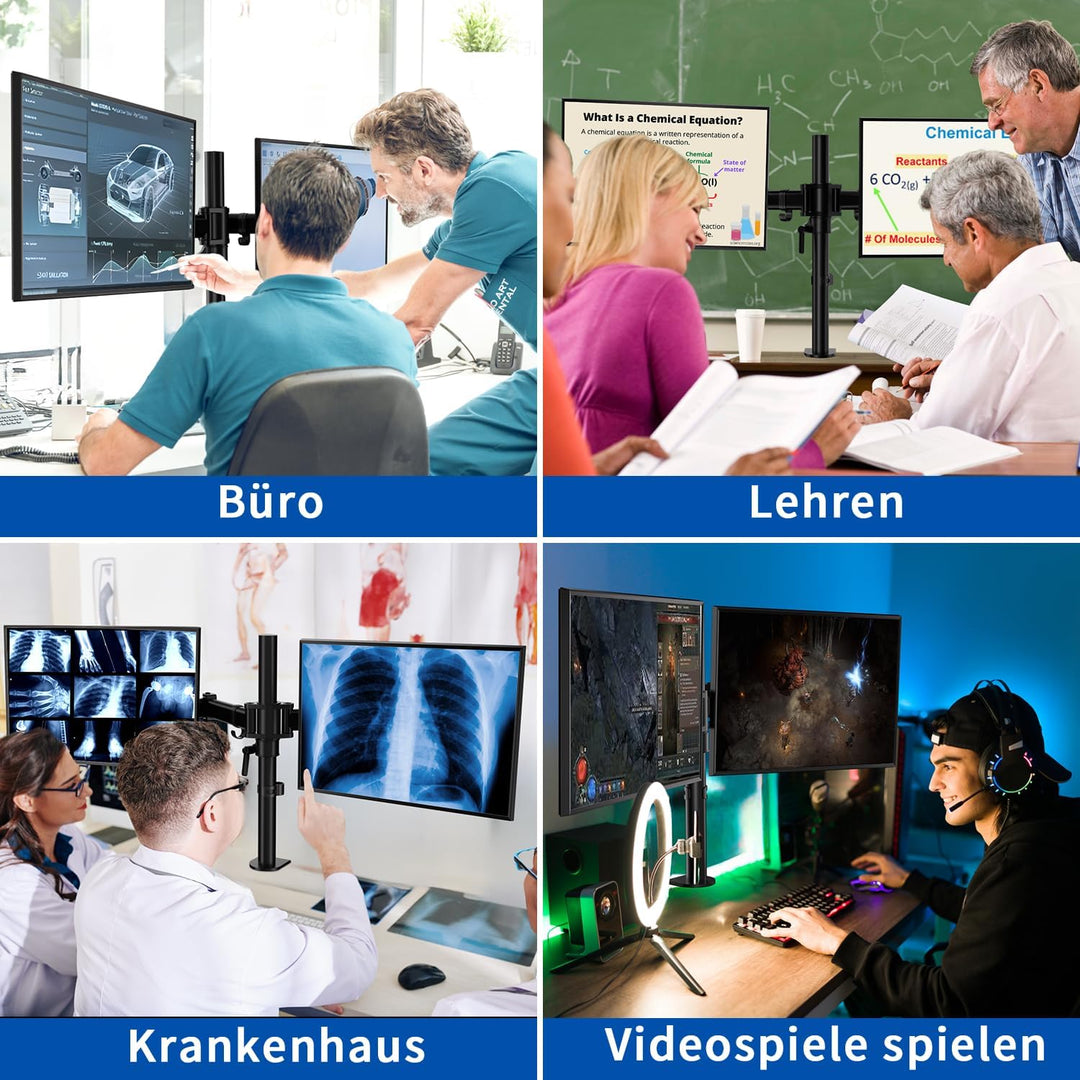 HFTEK - Monitor TV Tisch-Halterung Halter für Bildschirme von 13 bis 27 Zoll – VESA 75/100 (HF29DB),