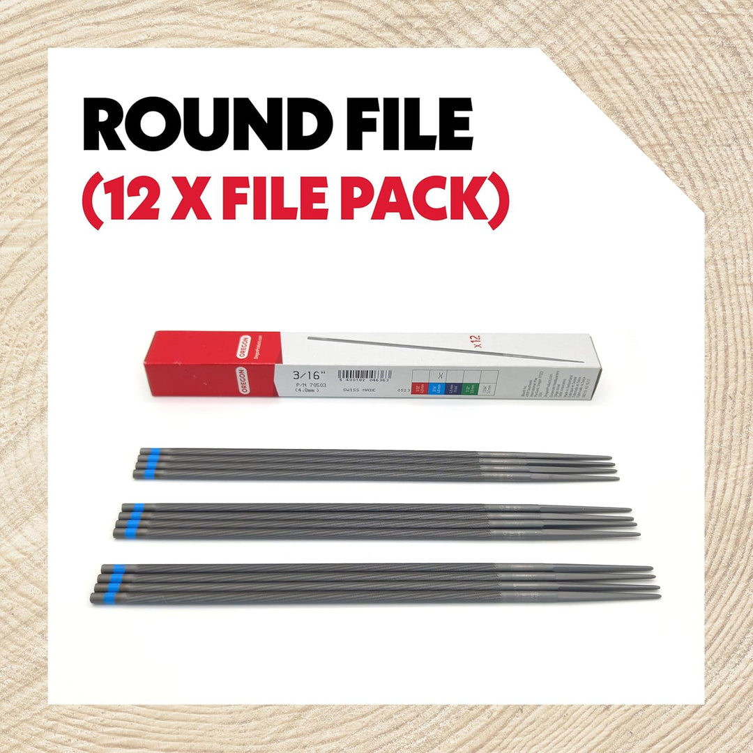 Oregon 70503 Rundfeile für Sägeketten 4,8mm 325 1,3mm 1,5mm u. 1,6mm Nut 12 Stück 4.8 Mm 3/16-4.8mm