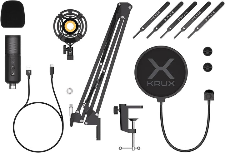 KRUX Edis 3000, Computermikrofon, Verstellbarer Arm, Poppschutzfilter, RGB-Hintergrundbeleuchtung, 3