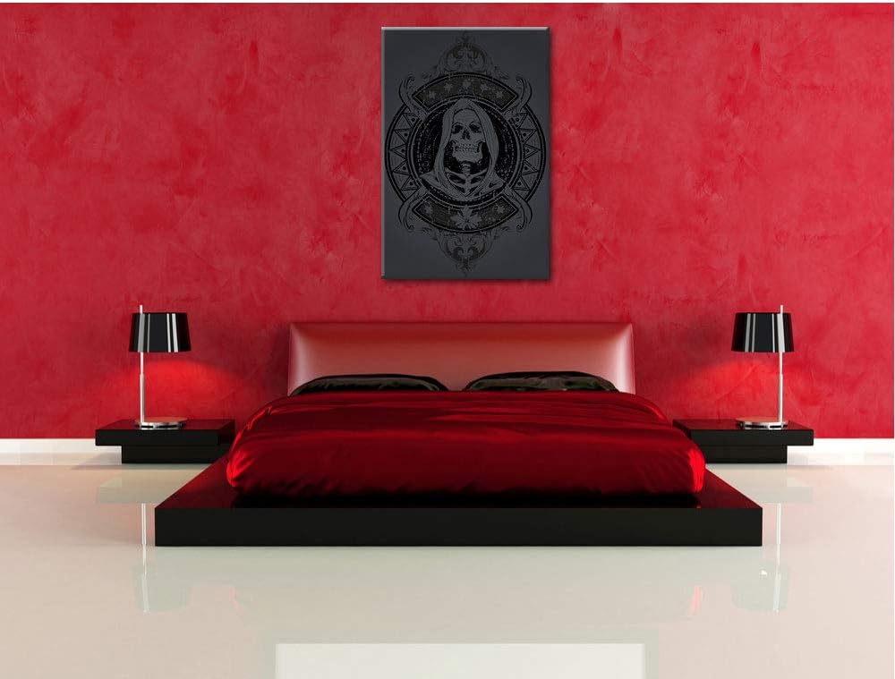 Grim reaper black Leinwandbild Bild auf Leinwand, XXL riesige Bilder fertig gerahmt mit Keilrahmen,