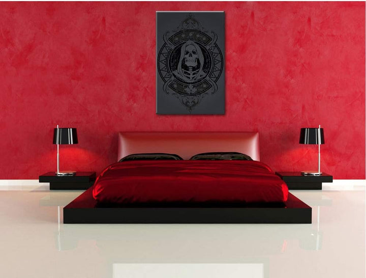 Grim reaper black Leinwandbild Bild auf Leinwand, XXL riesige Bilder fertig gerahmt mit Keilrahmen,