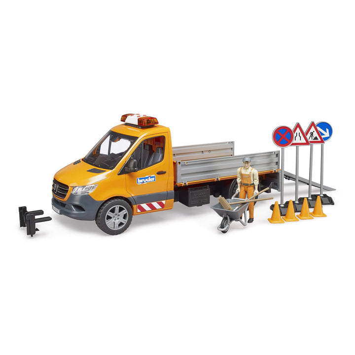 bruder 02677 - Mercedes-Benz Sprinter Kommunal mit Light & Sound Modul Fahrer & Zubehör Baustellen-F