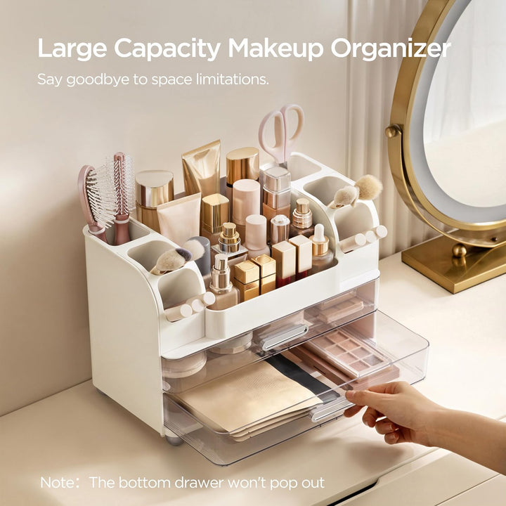 hblife Makeup Kosmetik Organizer mit Schubladen, Pinsel Organizer, 3-in-1 Plastic Kosmetik Aufbewahr