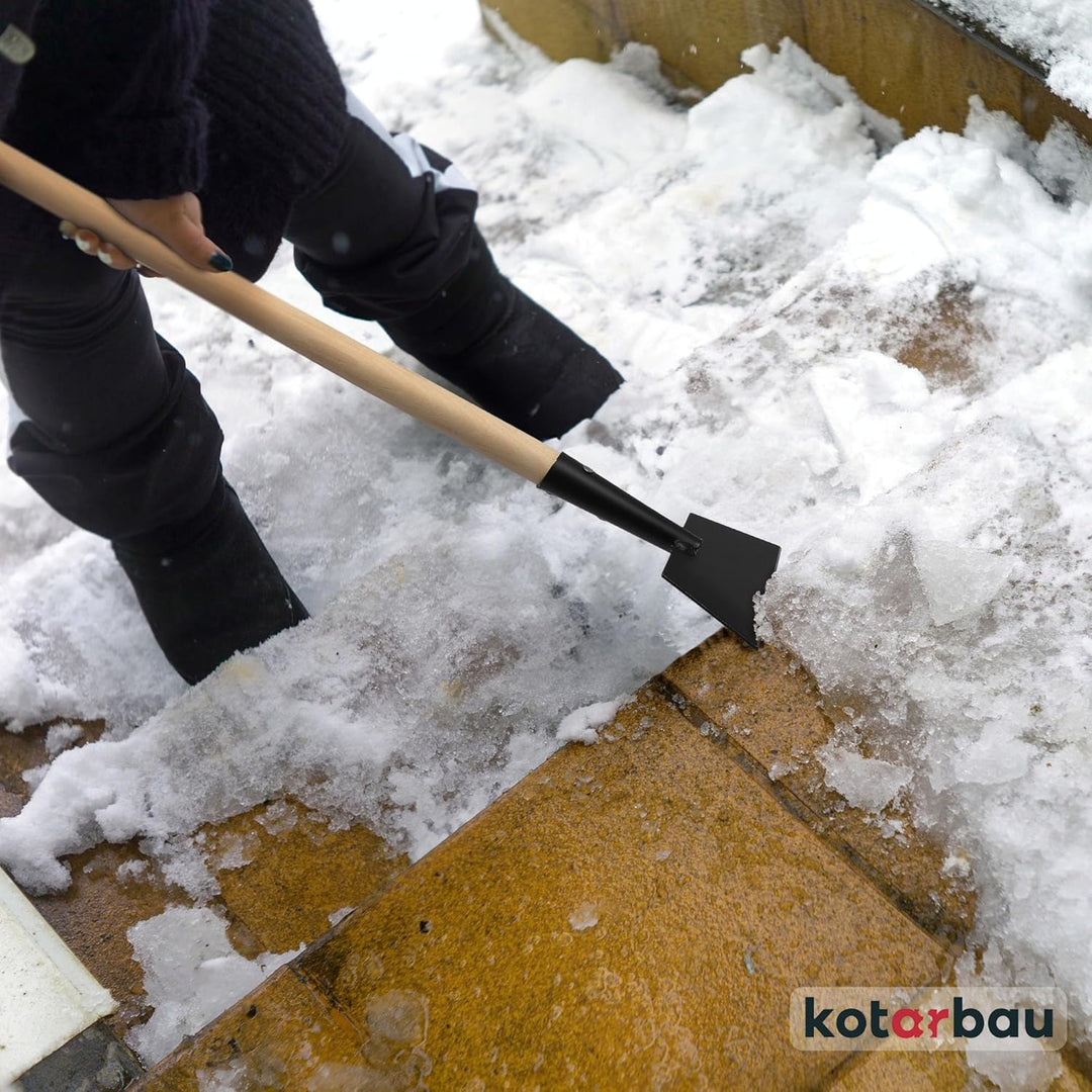 KOTARBAU® Eisschaber 7x17 cm pulverbeschichteter Stahl Eisstösser Holzstiel 110 cm Eeisscharre Grau