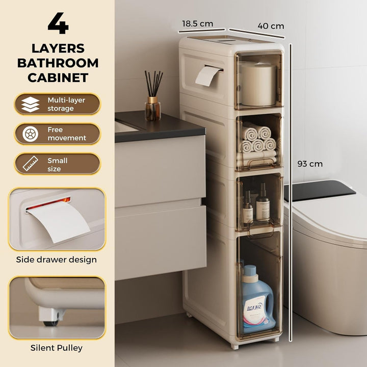 MAGIC SELECT Badezimmer-Organizer. Zusätzlicher Aufbewahrungsschrank mit Rollen für Enge Räume. Beis
