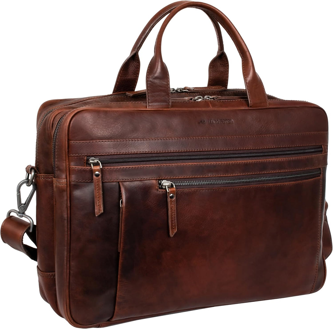 Marc Peter Laptoptasche Los Angeles I Leder Umhängetasche für 15.6 zoll Laptop I Aktentasche für Not