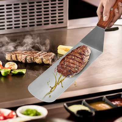 Onlyfire Grillspachtel Plancha Kit aus Edelstahl für Grillplatte, enthält: 2X Pfannenwender, 1x Spac