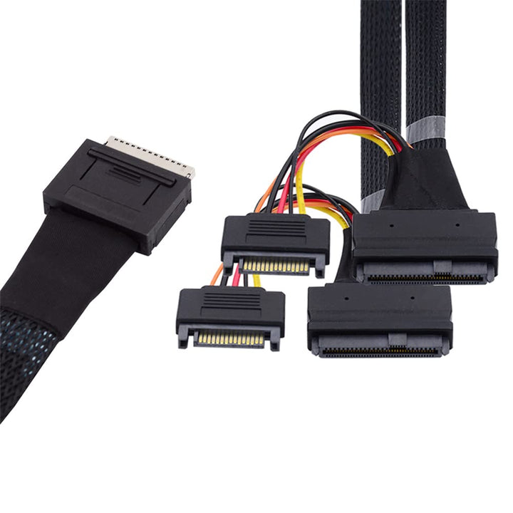 cablecc 50cm OCuLink PCIe PCI-Express SFF-8611 8X 8-Lane auf Dual SFF-8639 U.2 4X SSD Daten Aktives