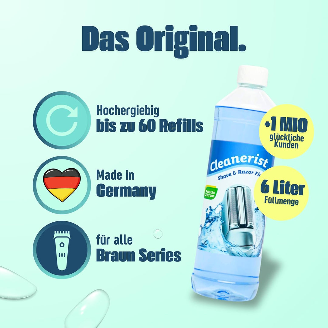 6x1 LiterCleanerist NEU !! "Mit Zitronenduft" Scherkopfreiniger zum Nachfüllen geeignet für die Rasi