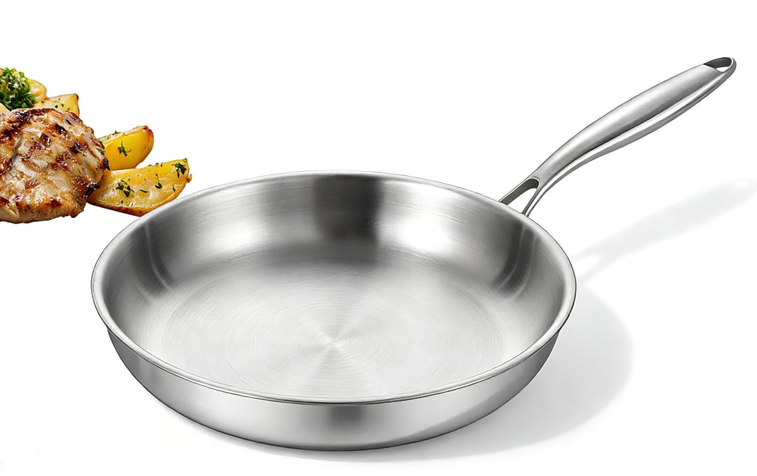 Deedro Bratpfanne 28cm Induktion, Edelstahlpfanne unbeschichtet für alle Herdarten, Induktionspfanne