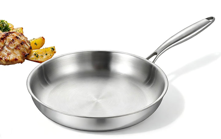 Deedro Bratpfanne 28cm Induktion, Edelstahlpfanne unbeschichtet für alle Herdarten, Induktionspfanne