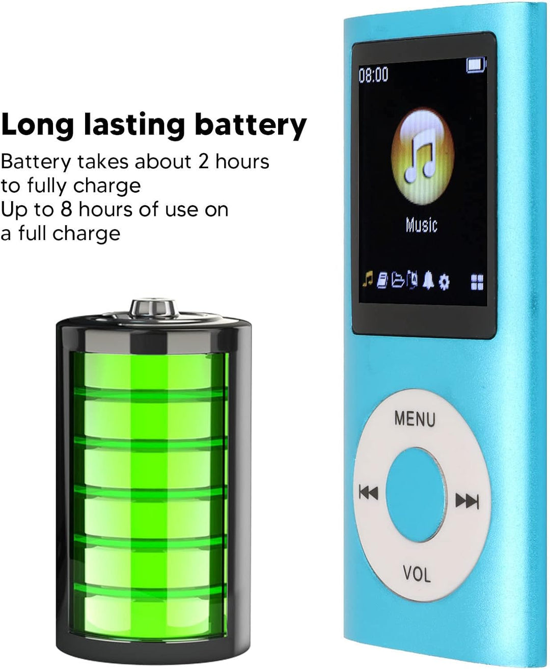 MP3 Player Stilvoller Multifunktionaler Musik Player mit Verlustfreiem Sound und Kopfhörern, Schlank