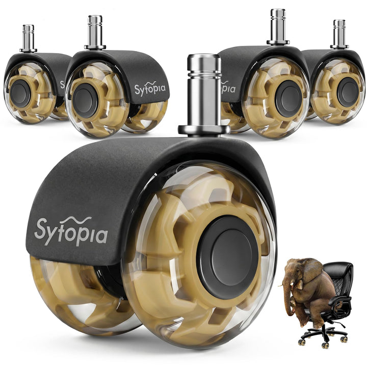 Sytopia Universal Bürostuhlrollen, 5er Set Bürostuhl Rollen 11x22MM, Perfekte Leise Gummirollen für