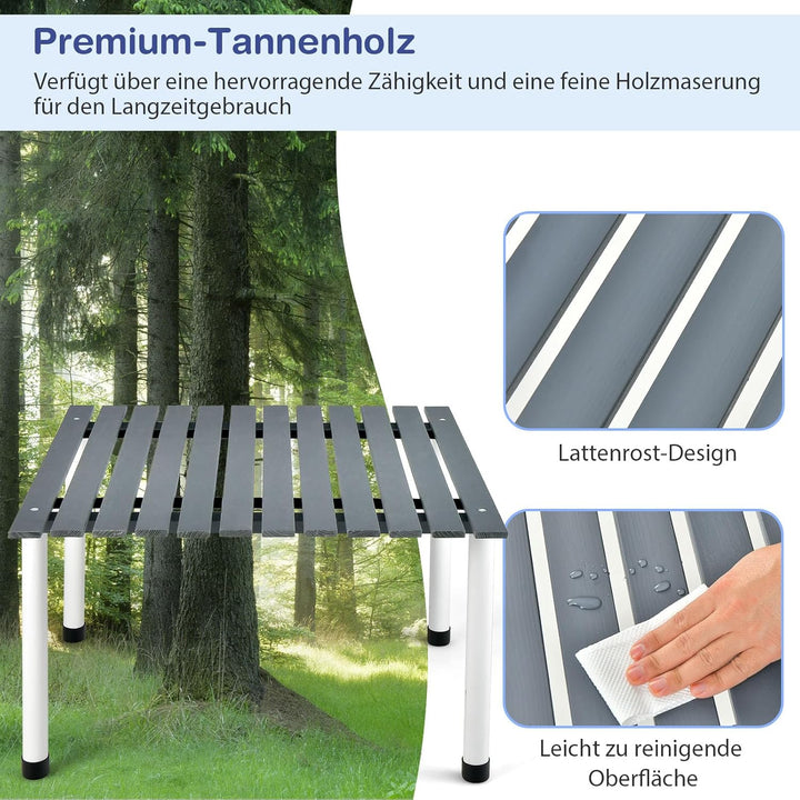 GOPLUS Campingtisch, Picknicktisch aufrollbar aus Tannenholz bis 50kg belastbar, Balkontisch Gartent