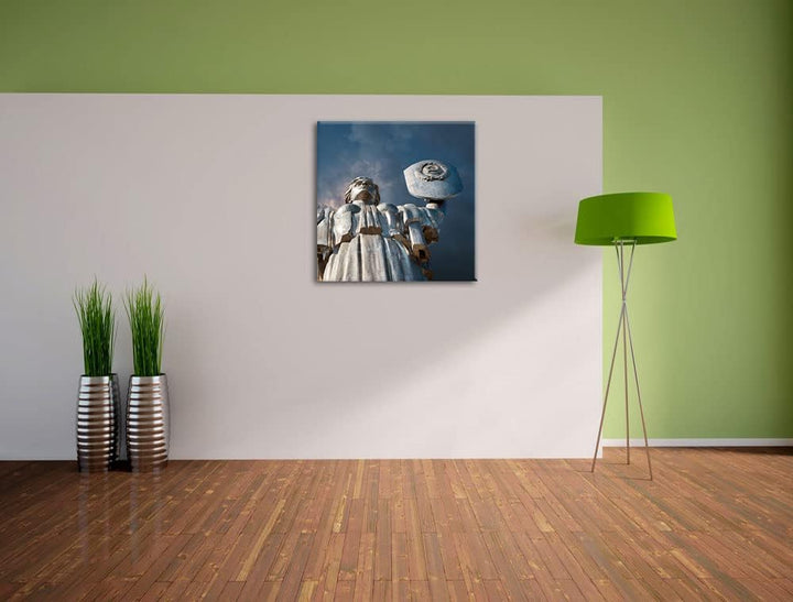 Pixxprint Mutter Mutterland Ukraine als Leinwandbild Quadratisch| Grösse: 60x60 cm | Wandbild | Kuns