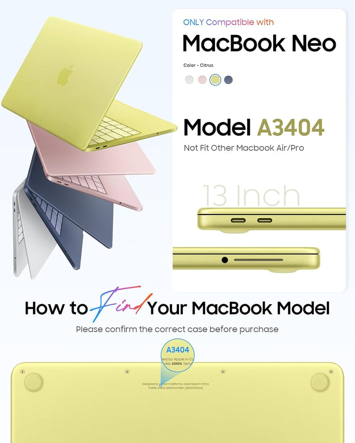 Fintie Hülle Kompatibel mit MacBook Neo 13 Zoll A3404 mit A18 Pro Chip 2026, Ultradünne Hartschale S