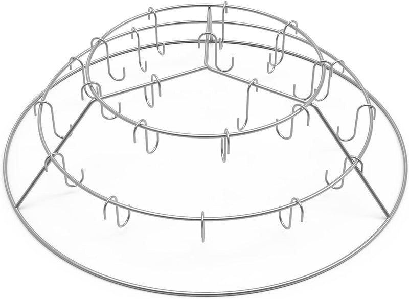 Onlyfire Dreistufiger Ring Speck-Aufhänger Bräter mit 24 Räucherhaken, für Räuchern von Speck, Ribs