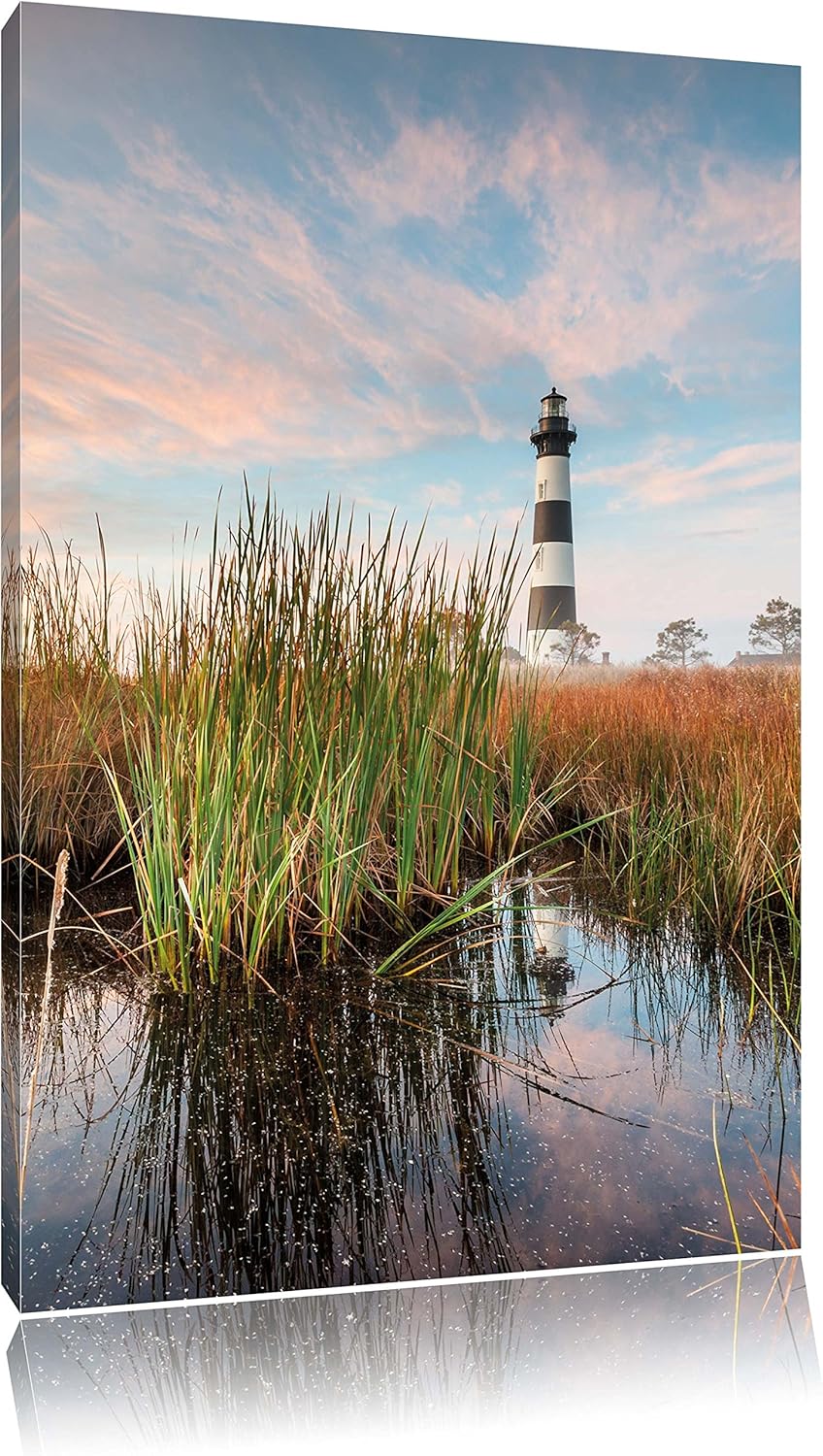 Pixxprint Leuchtturm, Format: 100x70 auf Leinwand, XXL riesige Bilder fertig gerahmt mit Keilrahmen,