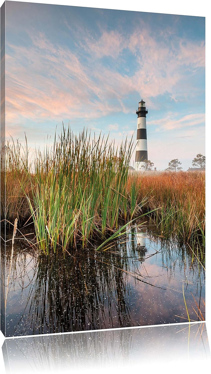 Pixxprint Leuchtturm, Format: 100x70 auf Leinwand, XXL riesige Bilder fertig gerahmt mit Keilrahmen,