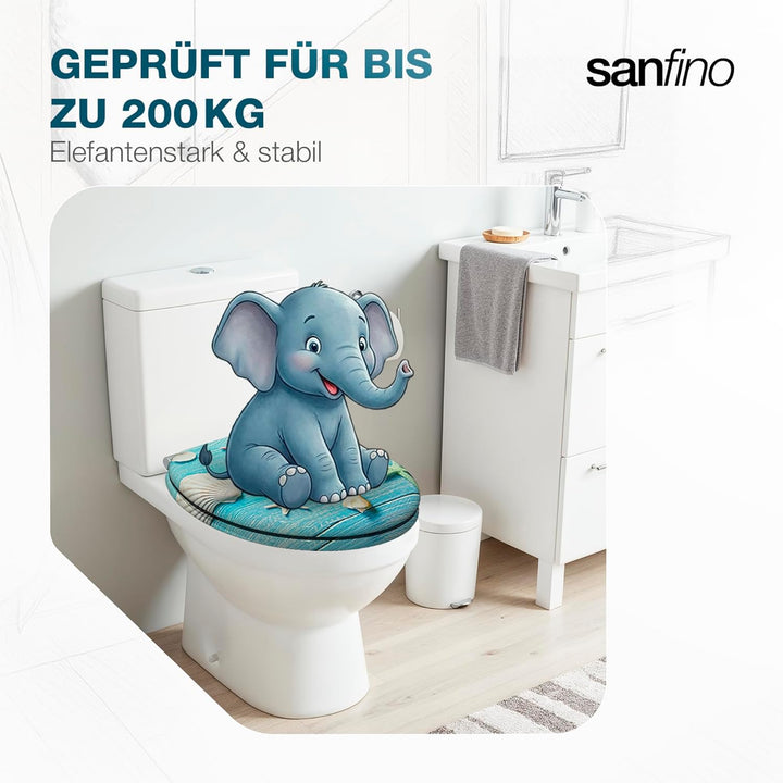 SANFINO® Premium WC Sitz mit Absenkautomatik – hochwertige Toilettendeckel aus Holz, viele bunte Mot