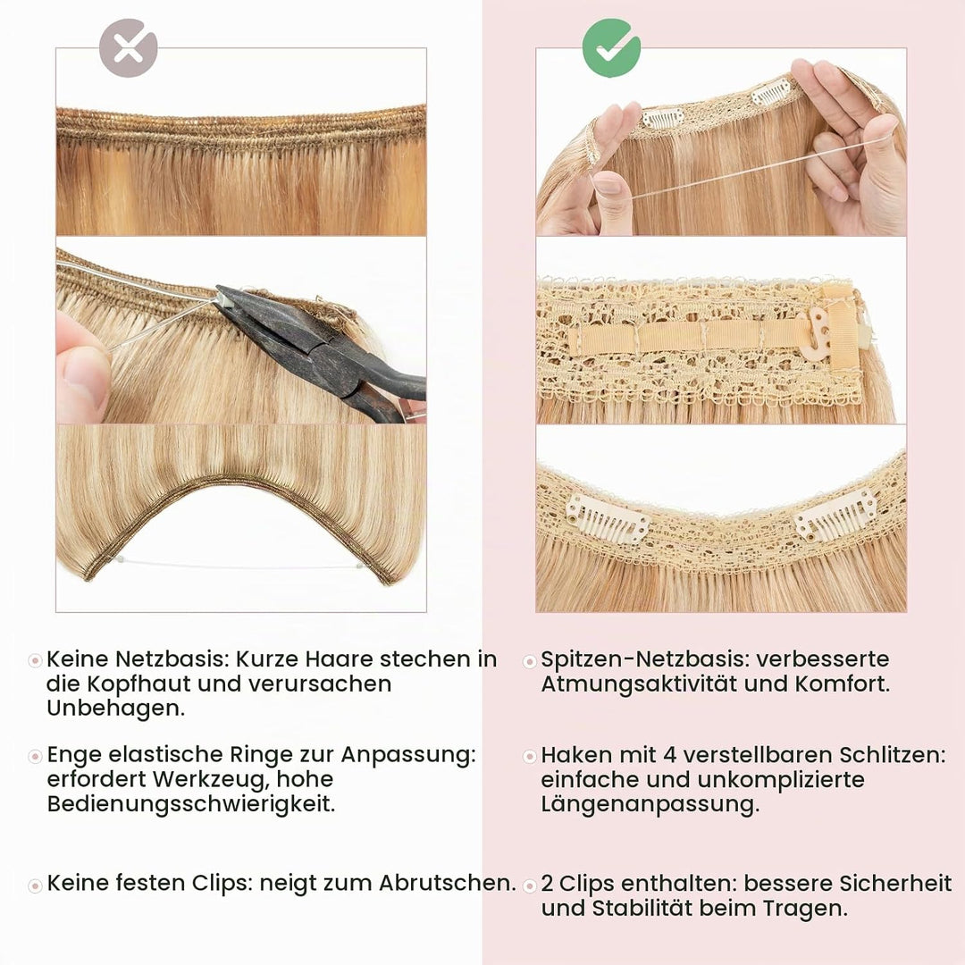 Extensions Echthaar mit Gummiband, Silk-co Wire in Extensions Aschblond Highlights Bleichblond 60g,