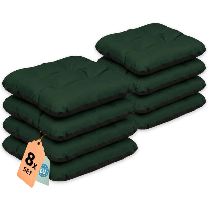 Outdoor Sitzkissen Stuhlkissen - 8er Set - 45 x 45 cm - Made in EU, Wasserdichtes &amp; UV-beständig Gar