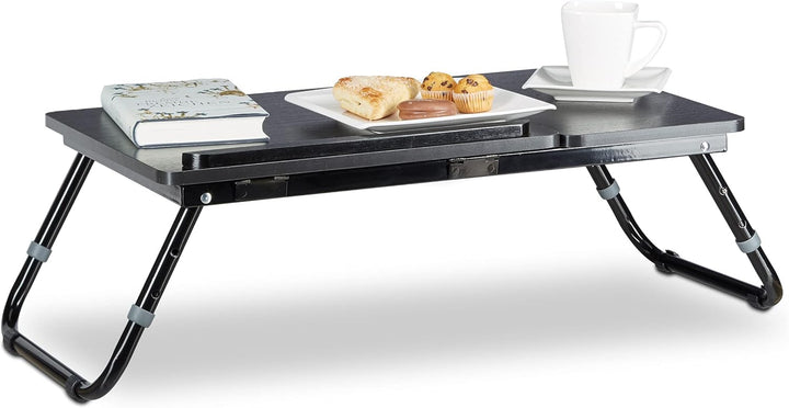 Relaxdays 3 x Laptoptisch fürs Bett, verstellbar, Betttablett klappbar, Leseklappe und Ablage, HxBxT