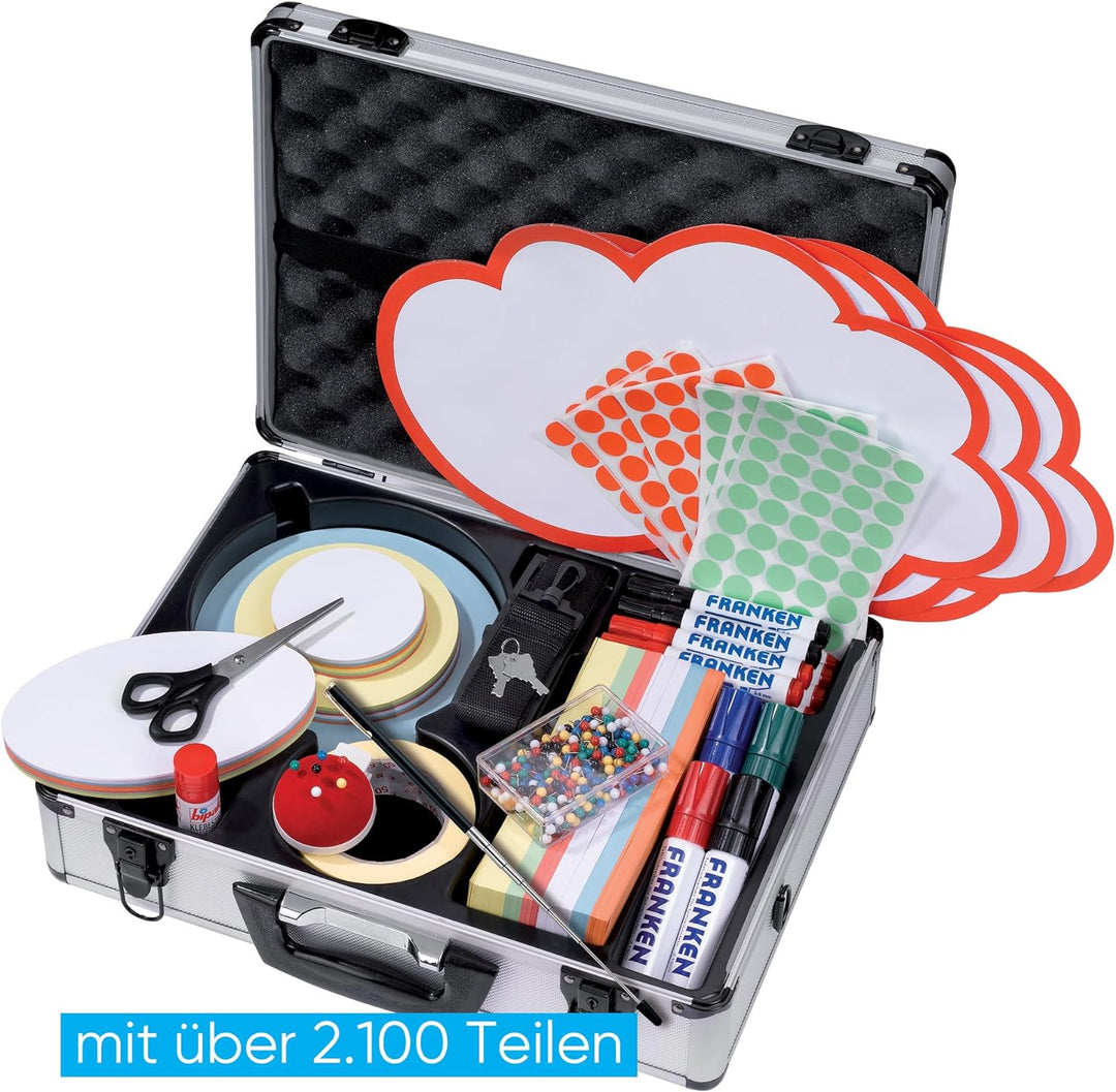 FRANKEN Moderationskoffer Kompakt, Moderatorenkoffer mit Inhalt, über 2.100 Teile, Aluminium, UMMK A
